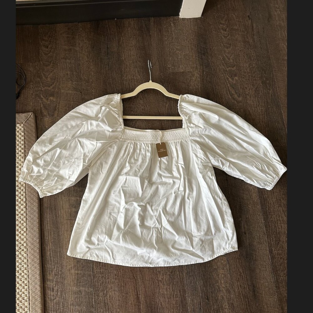 Ann Mashburn White Square Neck Blouse